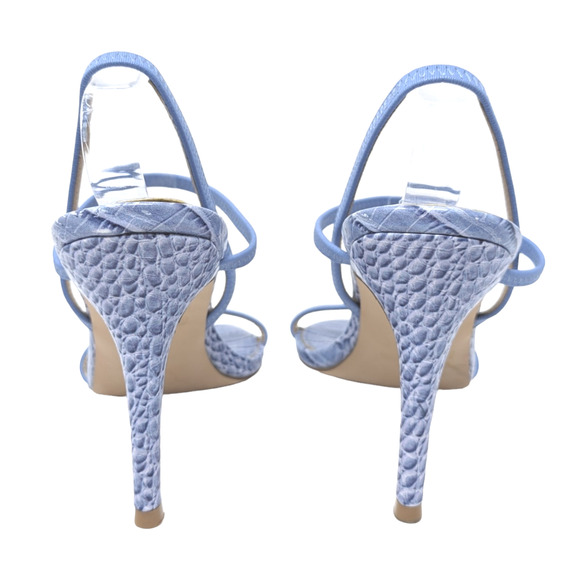 Steve Madden Snap Strappy Heeled Sandal Blue Crocodile Embossed Stiletto Size 10 - Picture 5 of 6